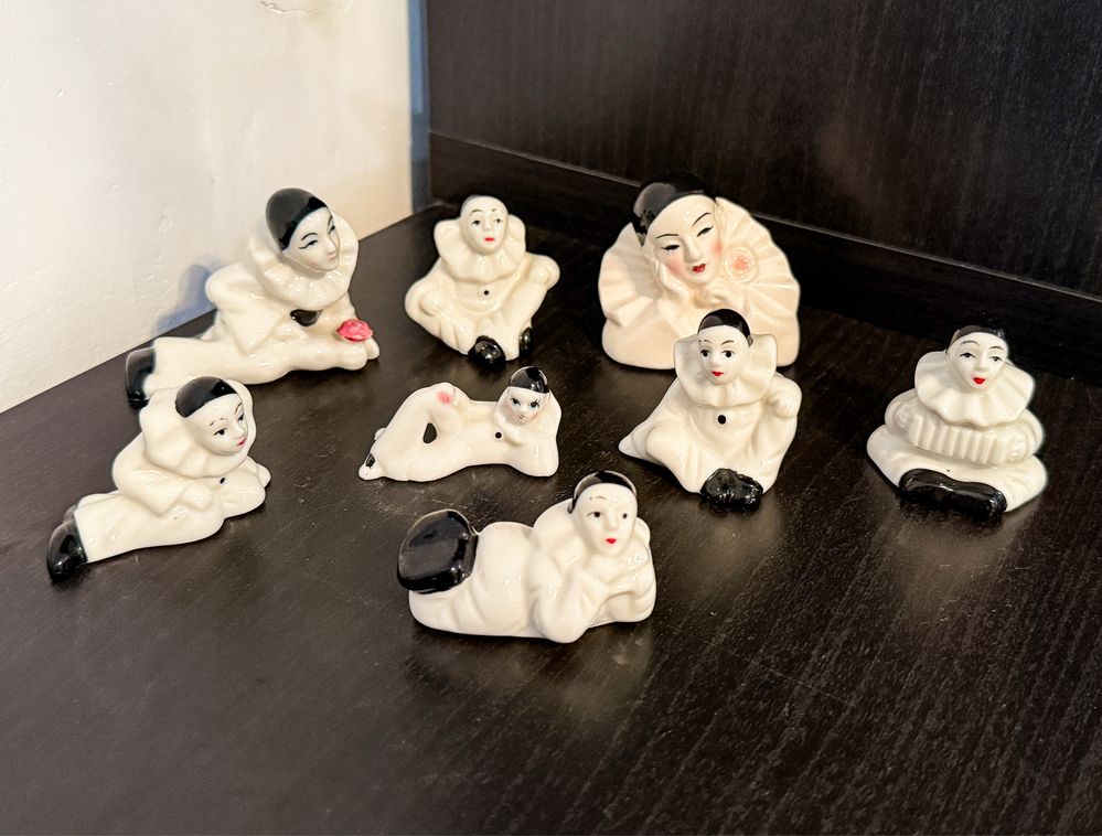 Pierrot, Arlekin figurki ceramiczne - 22 sztuki!