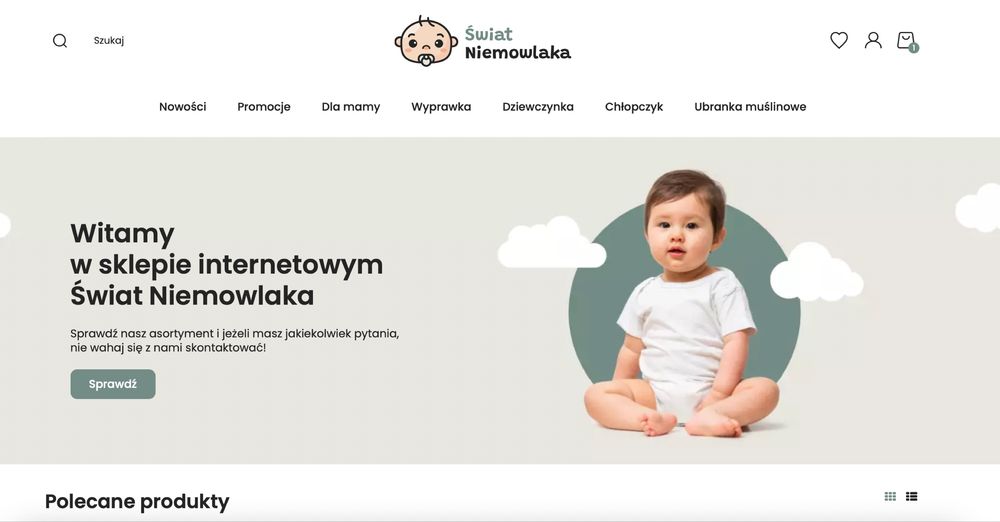 Sklep Internetowy - branża artykuły dla niemowląt i mam (z towarem)