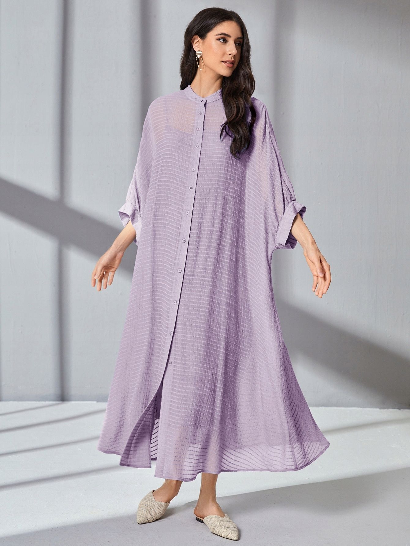 Sukienka W Stylu Arabskim Z Tuniką Teksturowaną Midi Casual Shein S 36