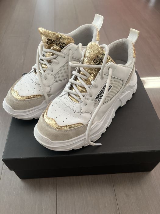 Sneakersy Versace Jeans Couture 36 biało złote na grubej podeszwie 23