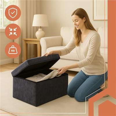 Pufa welurowa szara ze schowkiem 76x38x38cm