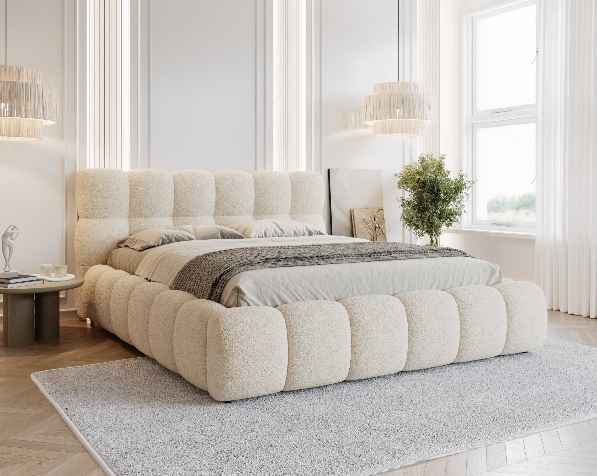 Łóżko tapicerowane COCO 180X200 z pojemnikiem podwójne  boucle