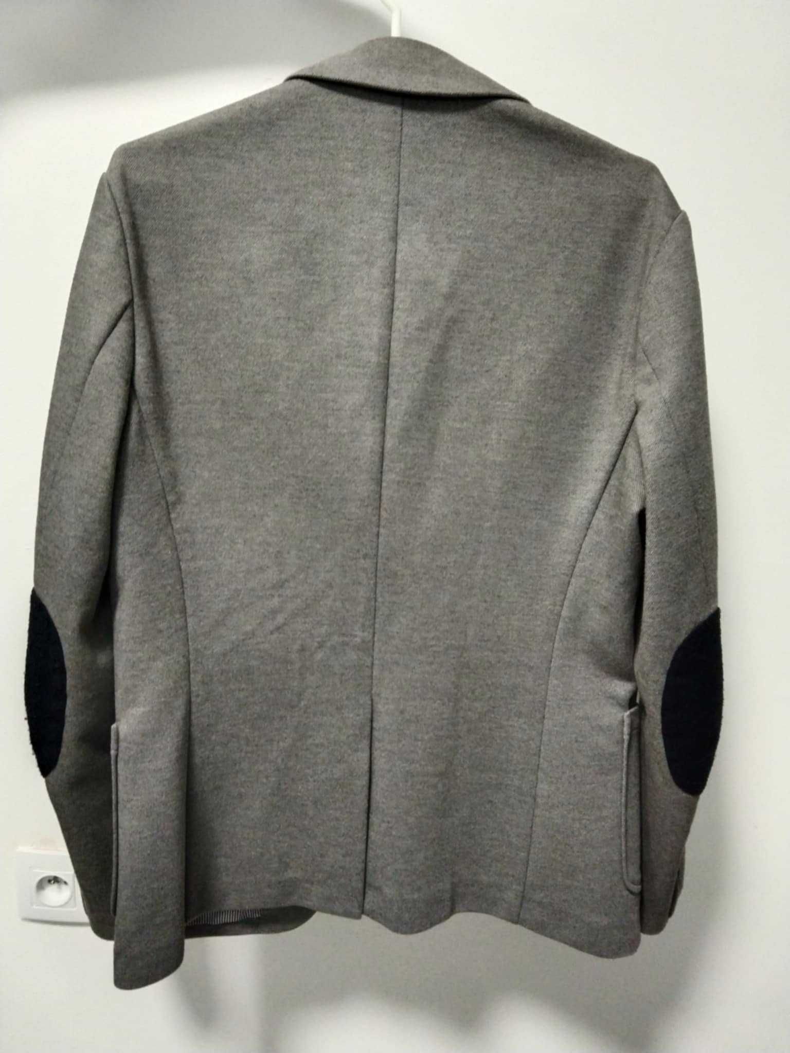 Męska marynarka szara z łatami na łokciach smart casual
