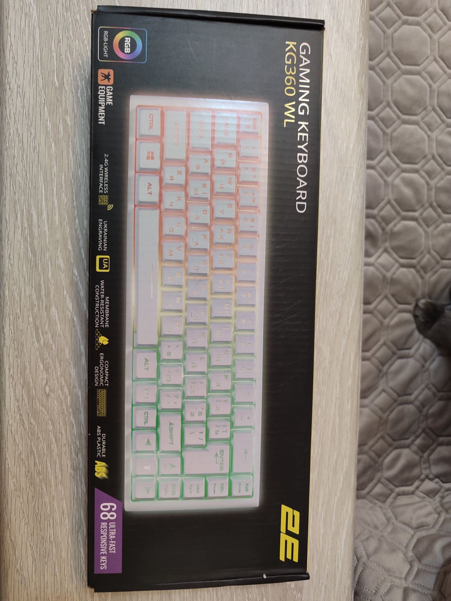 Клавіатура дротова ігрова 2E KG360 RGB 68key WL White Ukr (2E-KG360UWT
