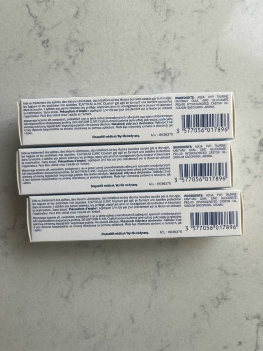 3x ELGYDIUM Clinic CICALIUM 8ml - stomatologiczny żel na afty