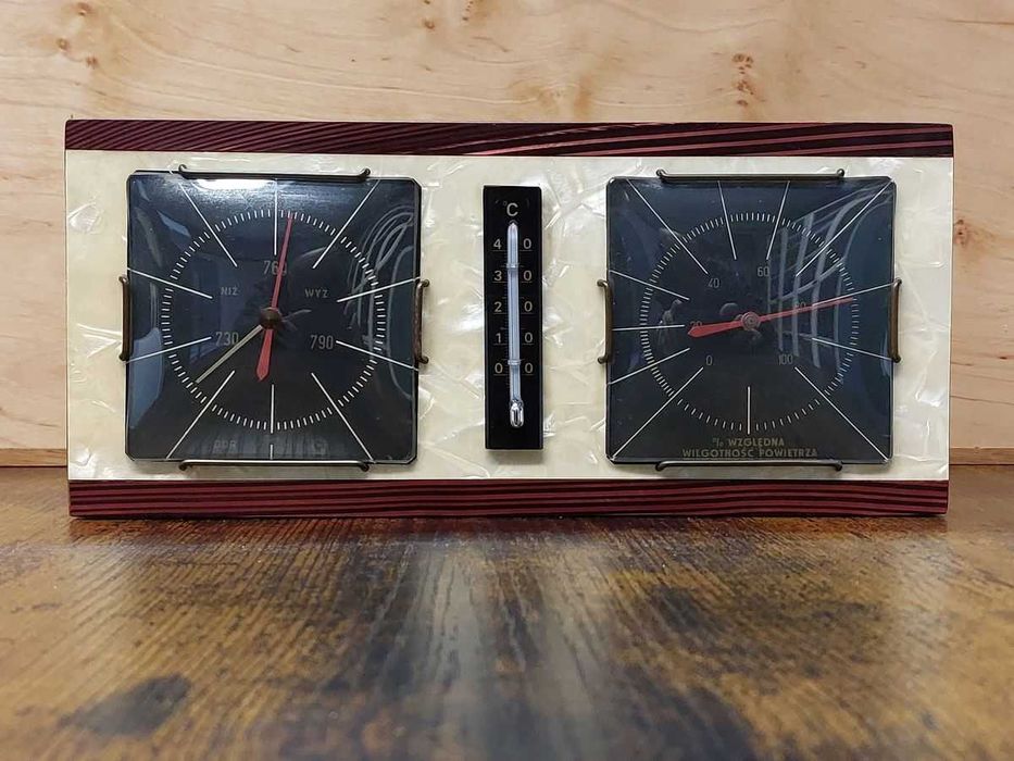 Stacja pogodowa PRL DDR NRD barometr higrometr termometr