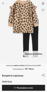 H&M komplet legginsy + dłuższa bluza tunika 110 ubrane 1 razk