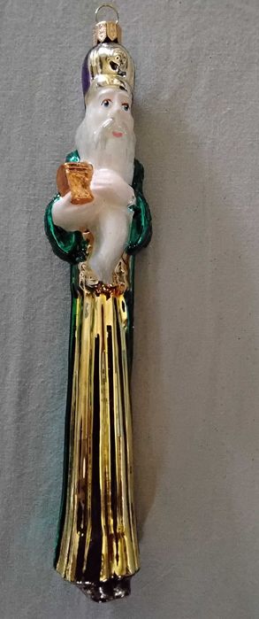 Komozja kolekcjonerska szklana bombka slupek Trzej Królowie Melchior