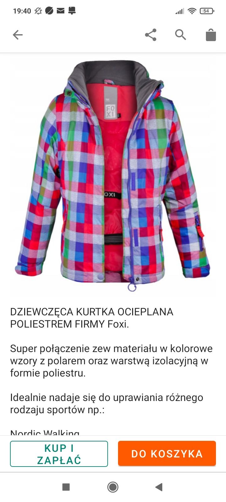 Kurtka dziewczęca zimowa