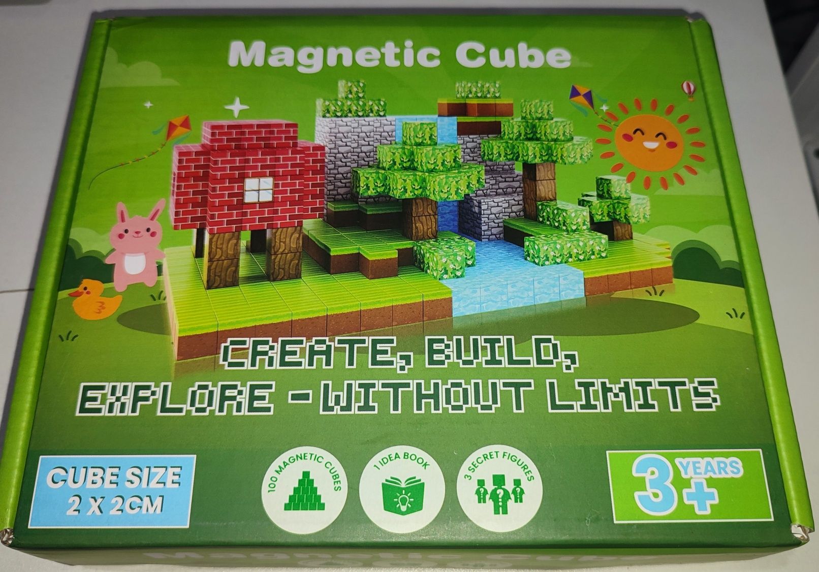 Klocki magnetyczne typu Minecraft 100szt i 3 figurki!!!