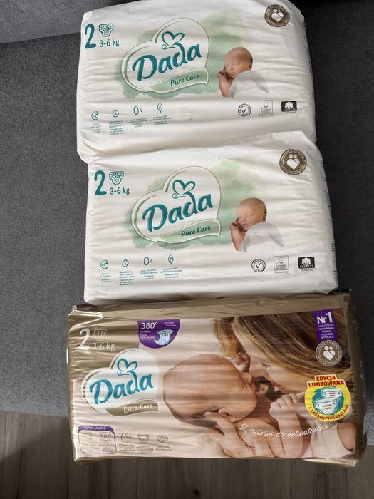 Pieluszki jednorazowe Dada Pure Care i Extra Care rozmiar 2