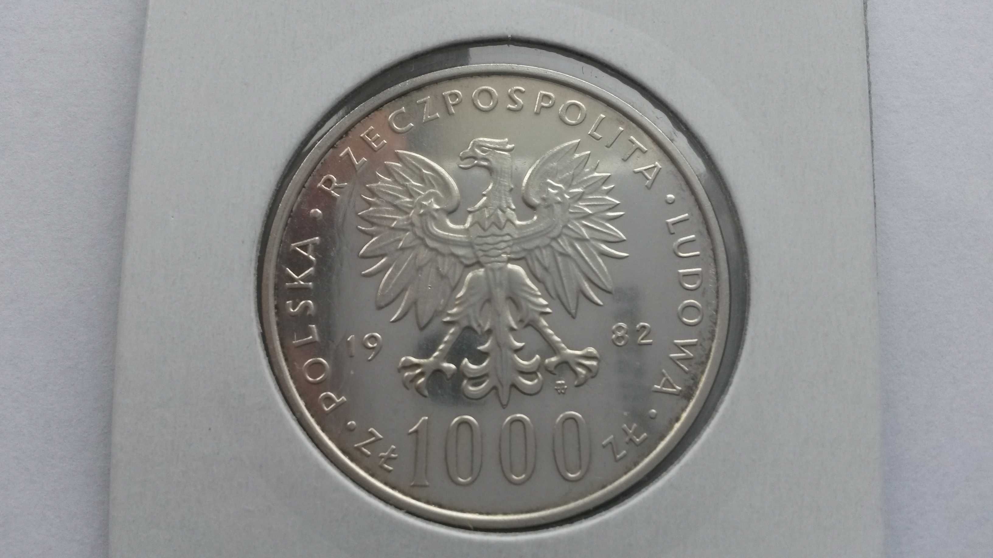 Moneta kolekcjonerska 1000 zł srebrna lustrzanka Jan Paweł II 1982 r.