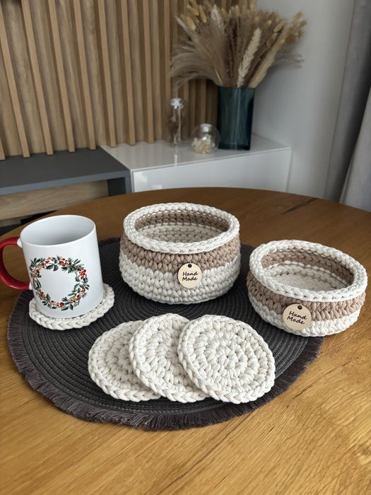 - Rezerwacja - Zestaw 2 x koszyczek, 4 x podkladka pod kubek