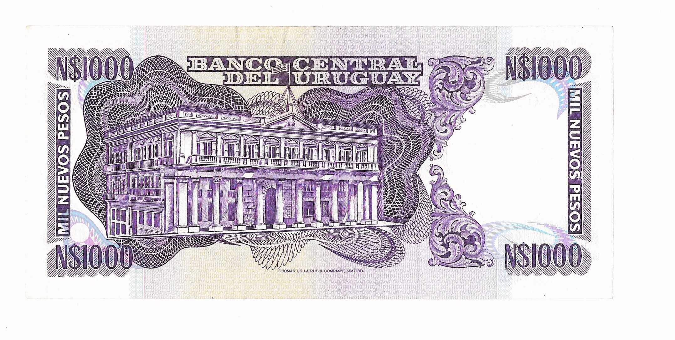 1000 Nuevos Pesos Banco Central Del Uruguay Banknote.