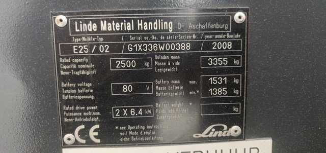 Empilhador Elétrico 2500kg Linde E30 4,5m