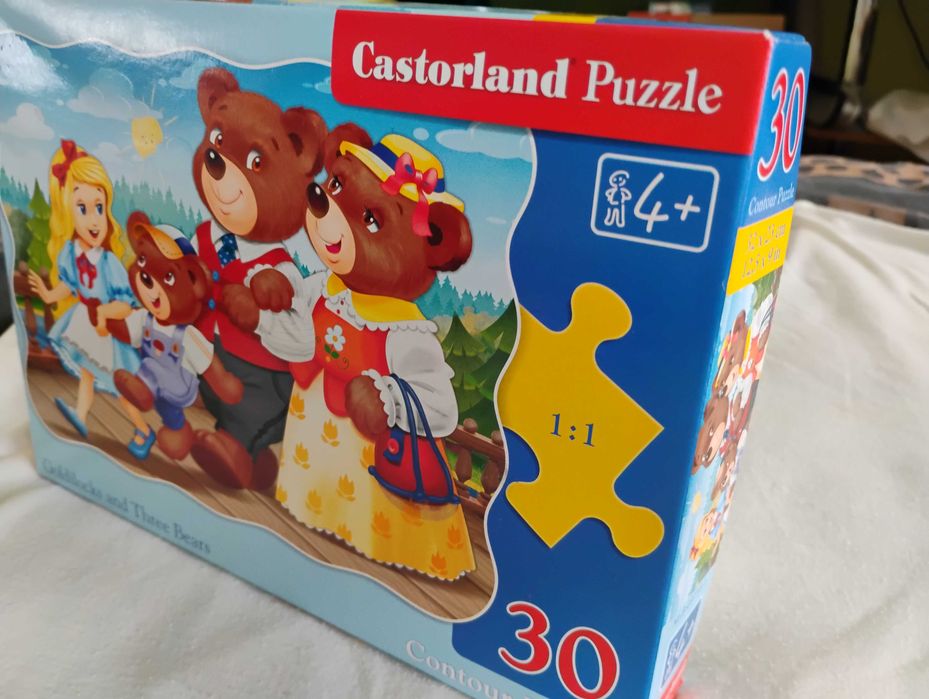 30 elementów, puzzla-układanka - Złotowłosa i trzy misie