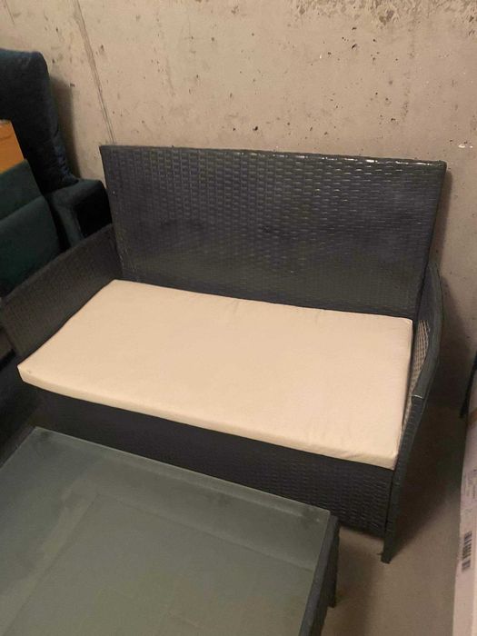 Tarasowy zestaw ogrodowy z poduszkami 1stolik 1 kanapa grafit Gdańsk