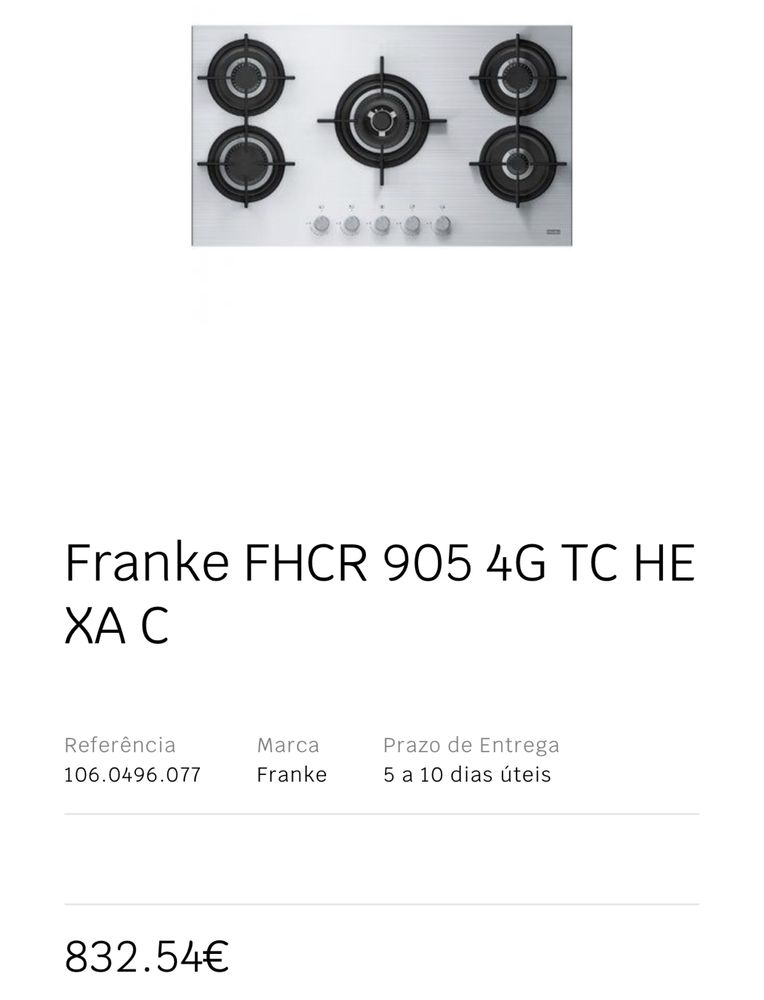 Vendo Placa Gás Franke