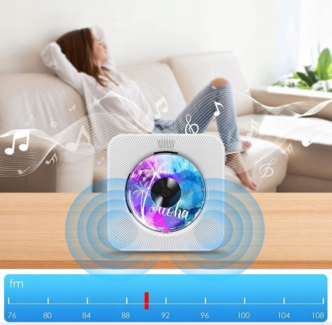 Odtwarzacz CD z funkcją Bluetooth Wbudowane dwa głośniki HiFi Radio FM