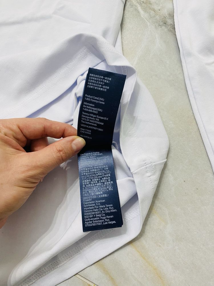 Biała koszulka z długim rękawem Tommy Hilfiger r. XXL klasyczne logo