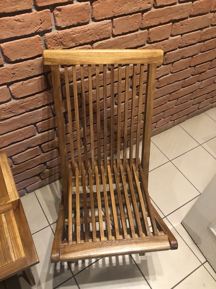 Krzesło drewniane teak, biurowo tarasowe nowe