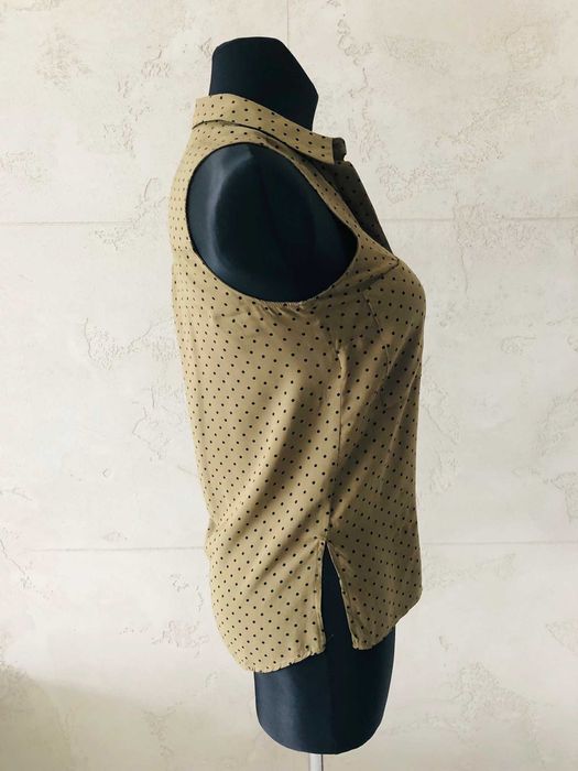 Nowa STRADIVARIUS bluzka top zielona khaki grochy kropki S 36