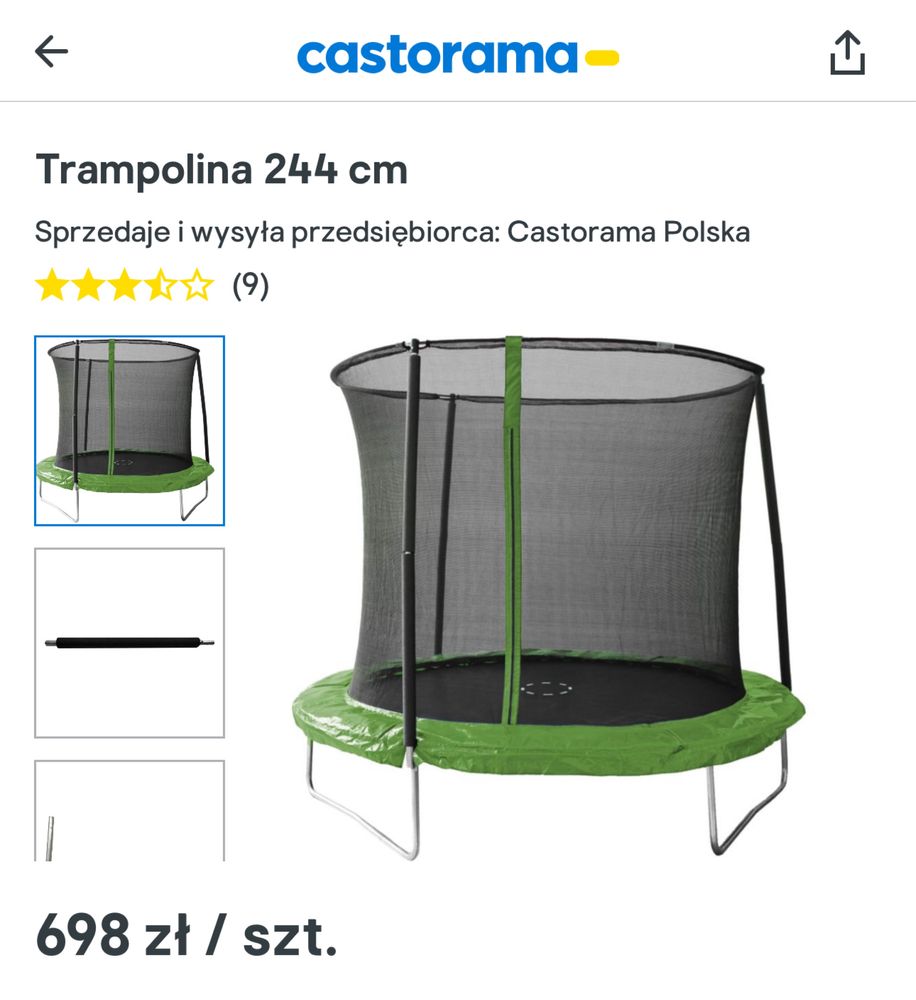 Trampolina 244 cm castorama w dobrym stanie nowa osona