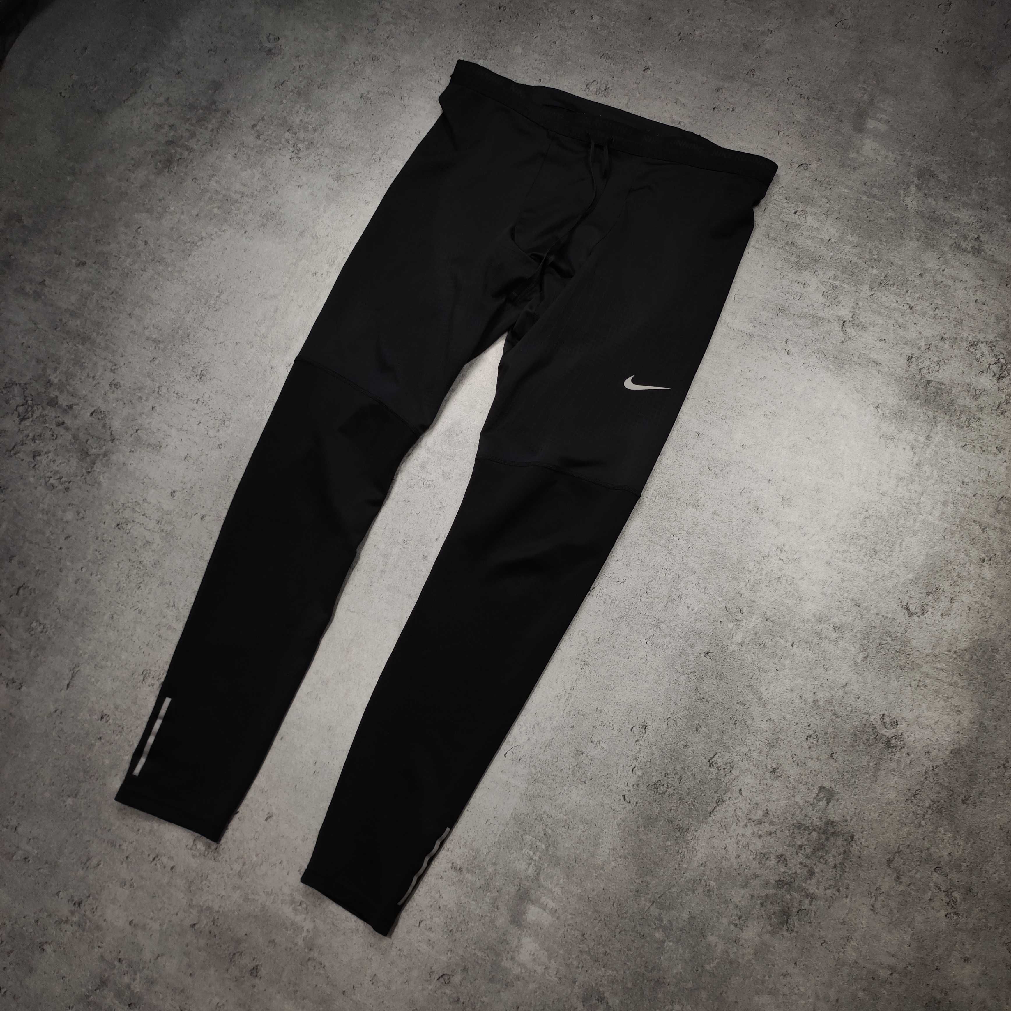 MĘSKIE Getry Termiczne THERMAL Nike Dri-Fit Czarne z Logo Cienkie XL