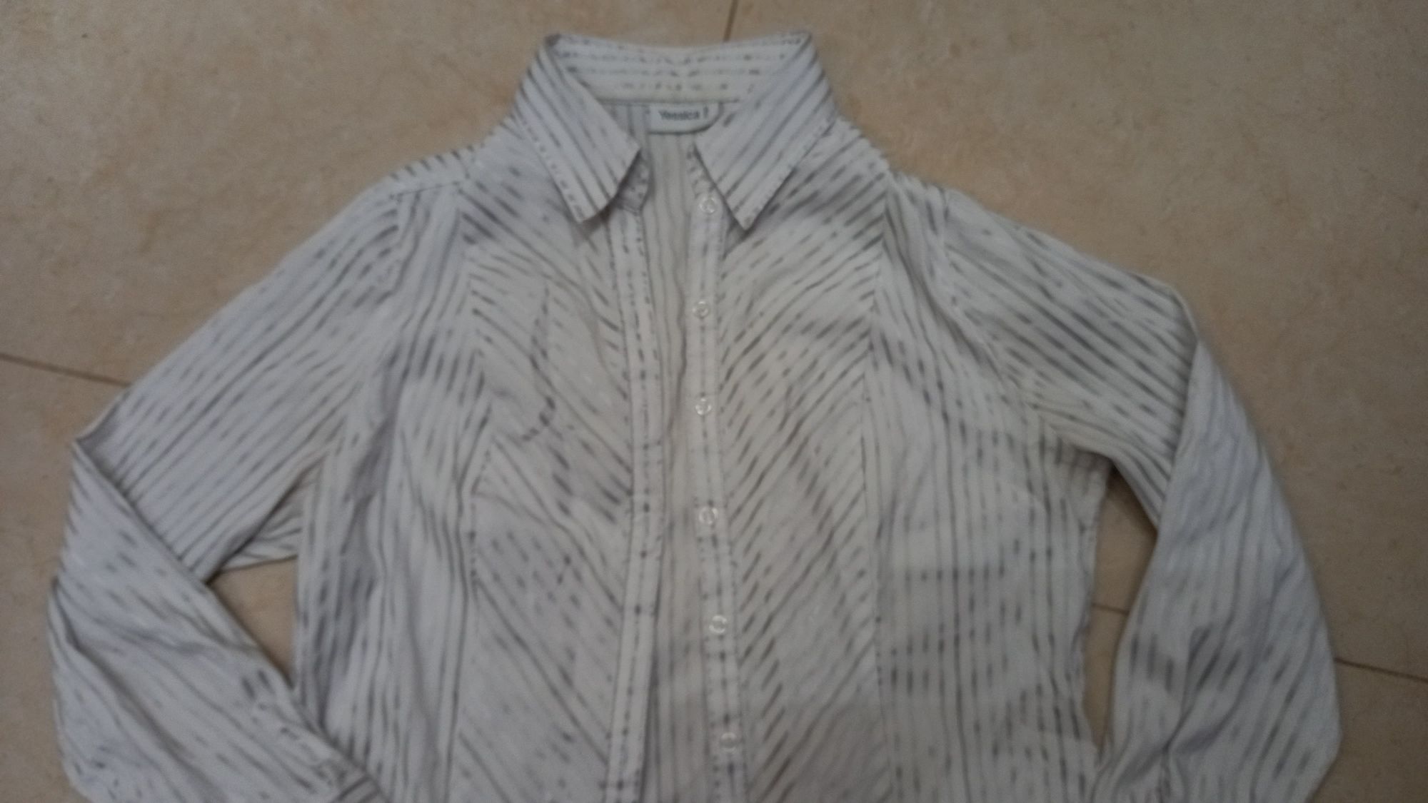 Koszula bluzka rozpinana biała srebrna taliowana 40-42 L-XL Jak Nowa