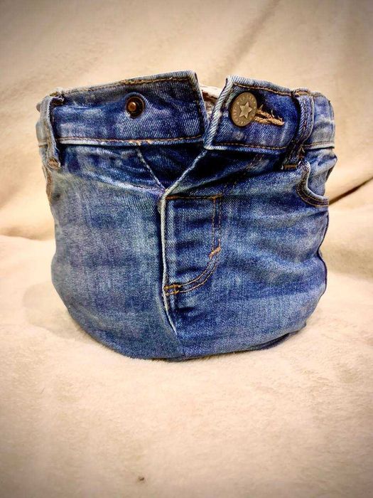 Кашпо под цветы, подарок, джинсовий  горщик  для квітів