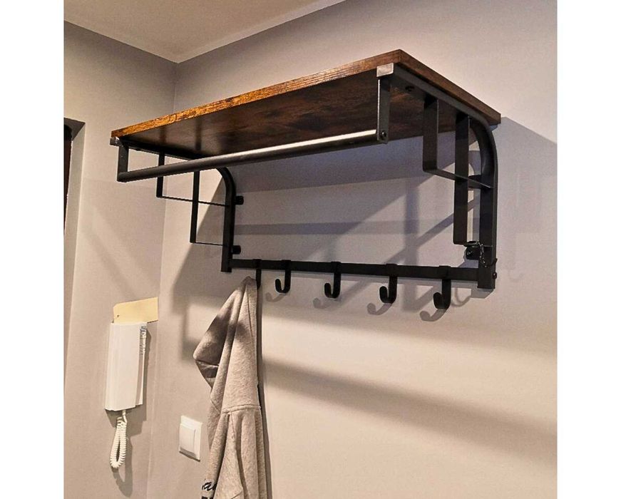 Półka Ścienna z Wieszakami Industrialna Rustykalna *DARMOWA DOSTAWA*