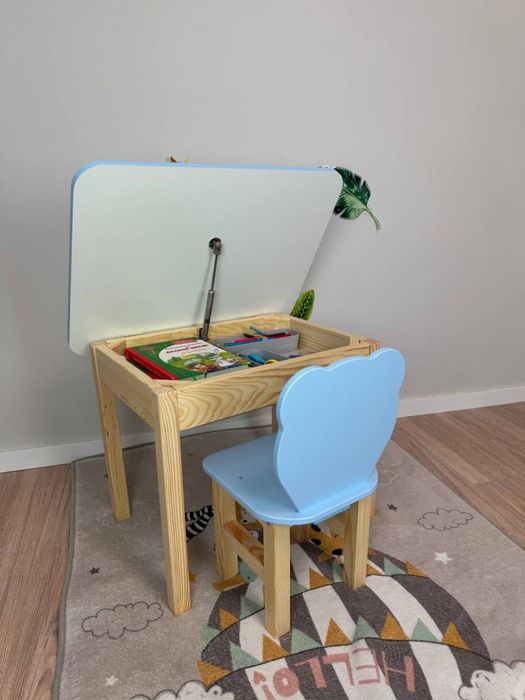 Дитячий столик та стільчик ведмедик комплект дитячий парта з пеналом