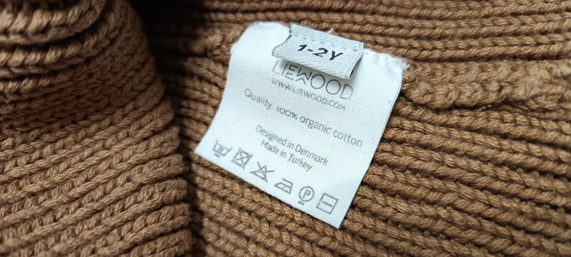 Liewood 80 86 92 czapka duńska chłopięca beanie, zwykła misiu brąz