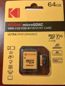 Карта пам'яті Kodak microSD SDXS 64Gb U3 V30 A1 class 10 100Mbs