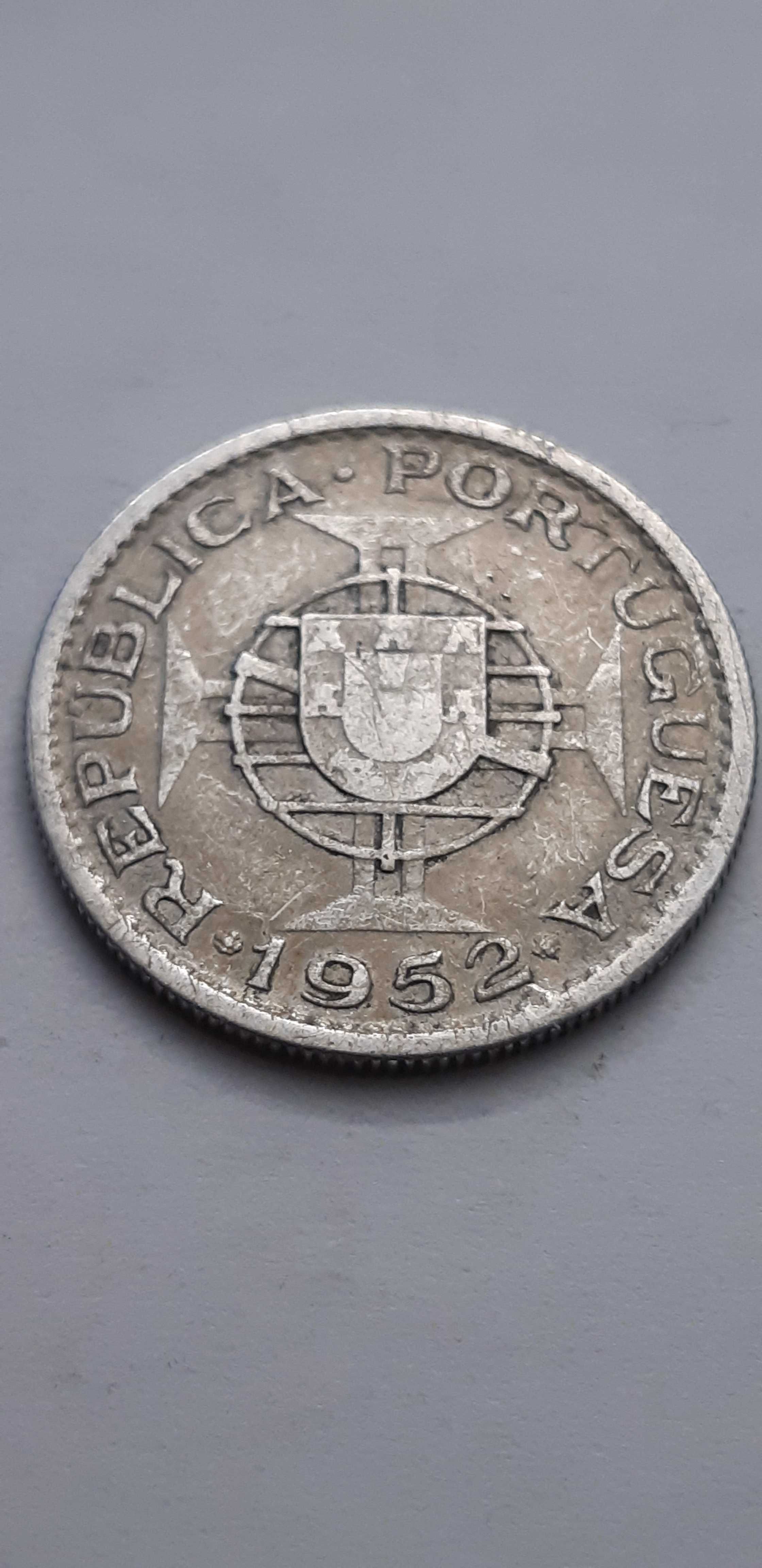 Angola 10 escudo 1952 - srebro - real foto-2