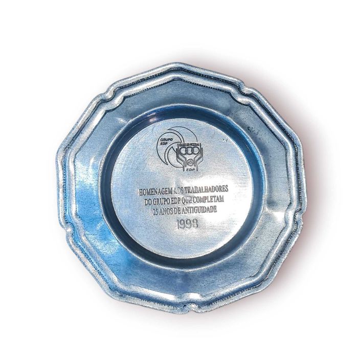 Prato Comemorativo EDP Estanho 97% – 25 anos de Antiguidade (1998)