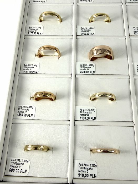 Złota obrączka rozmiar 26