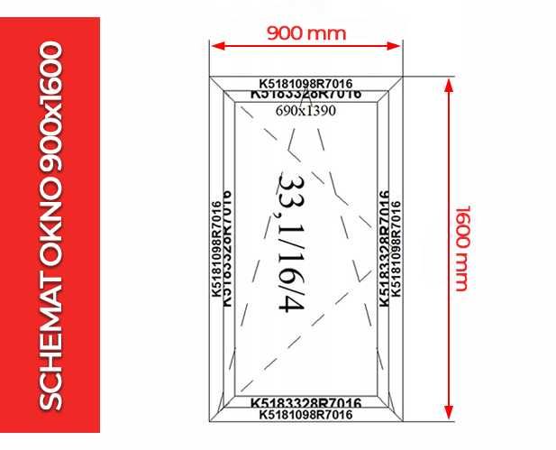 Drzwi Aluminiowe na każdy wymiar Witryna Aluminiowa Zimna 900x1600 mm