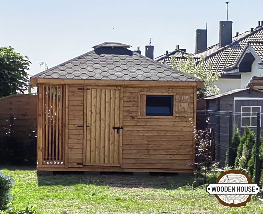 Domek narzędziowy "Świerk z Drewutnią" 3 x 4 altanystanior.pl