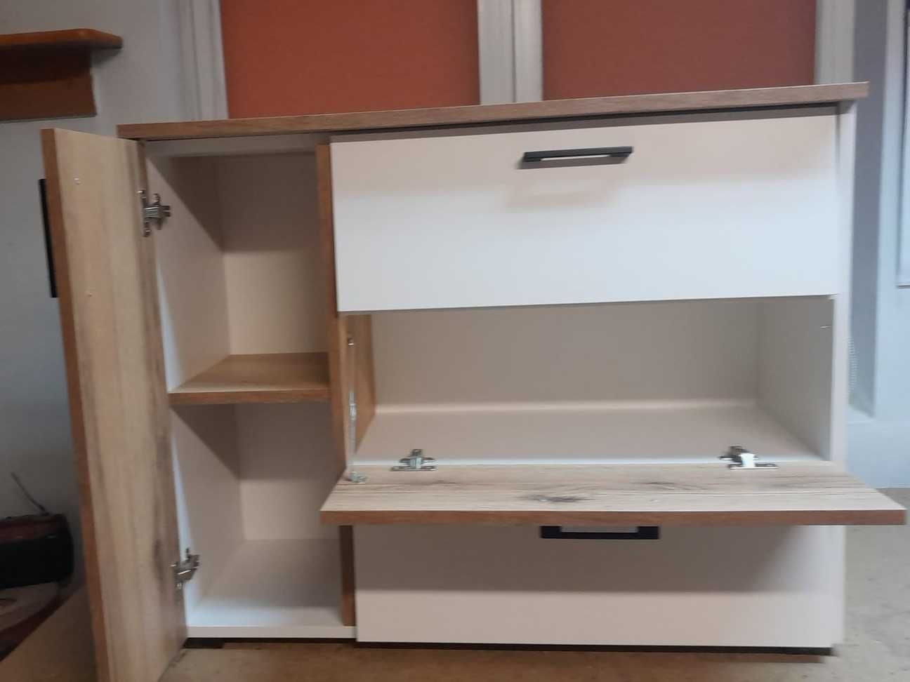 NOWA Szafka Na Buty Biała + Fronty Dąb Lungo