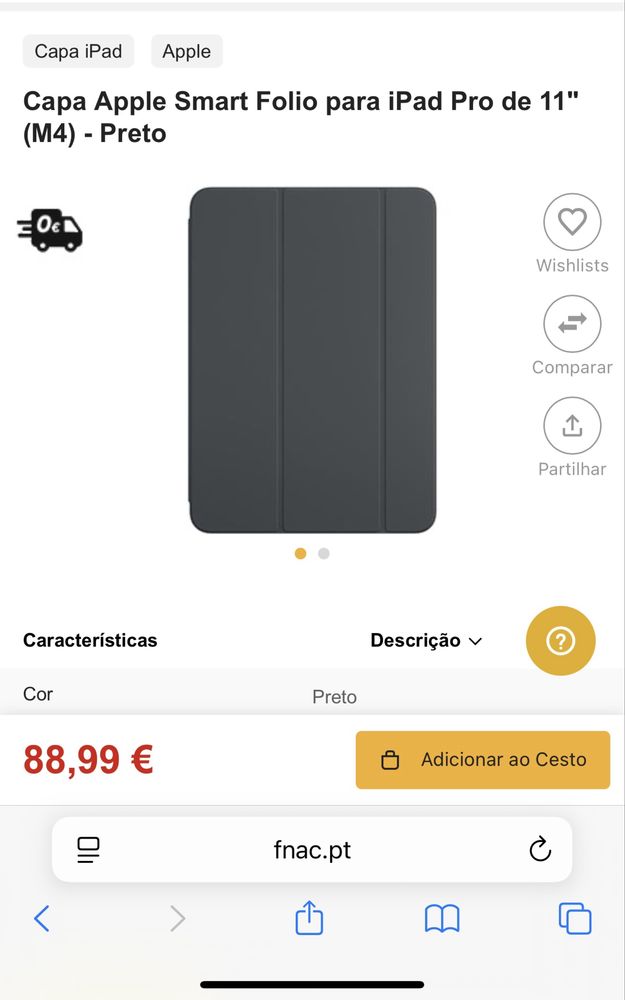 Apple iPad Pro 11” M4 (256GB, Wi-Fi) + como Novo