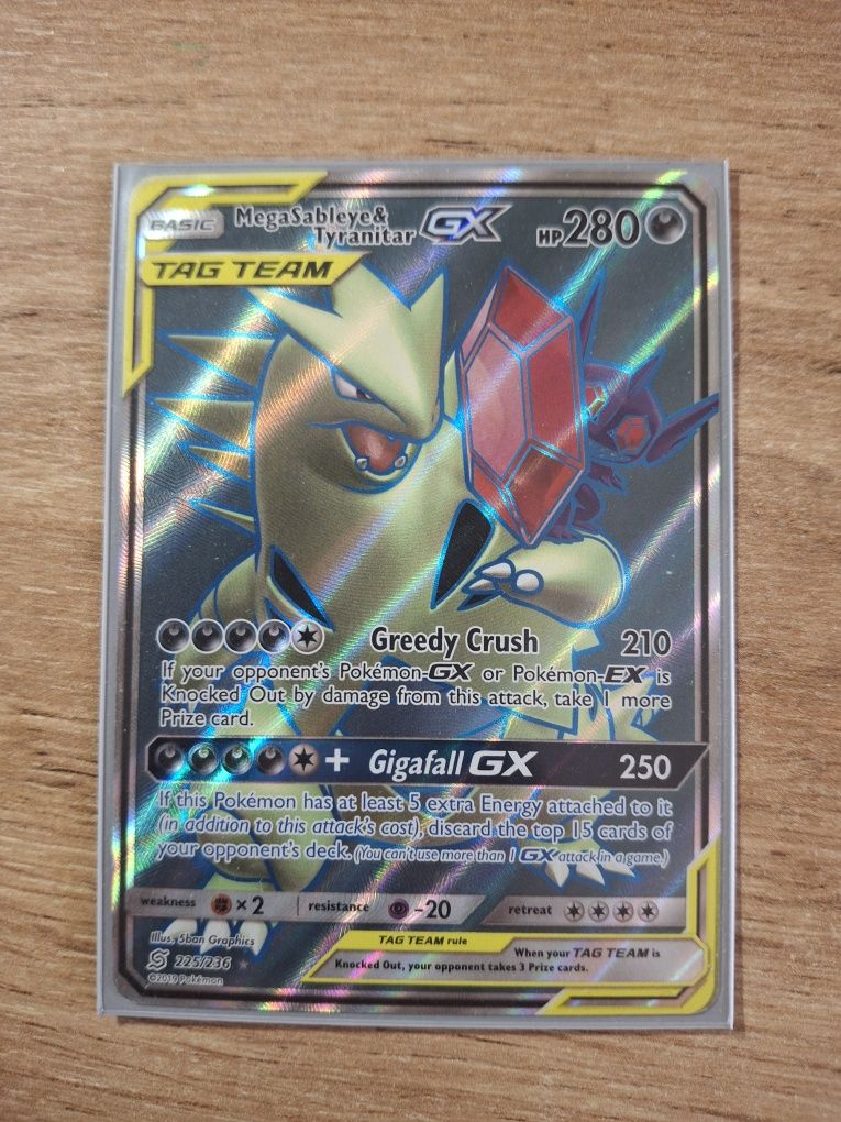 Karta Pokèmon Mega Sableyr & Tyranitar GX 225/236 - full art TAG TEAM