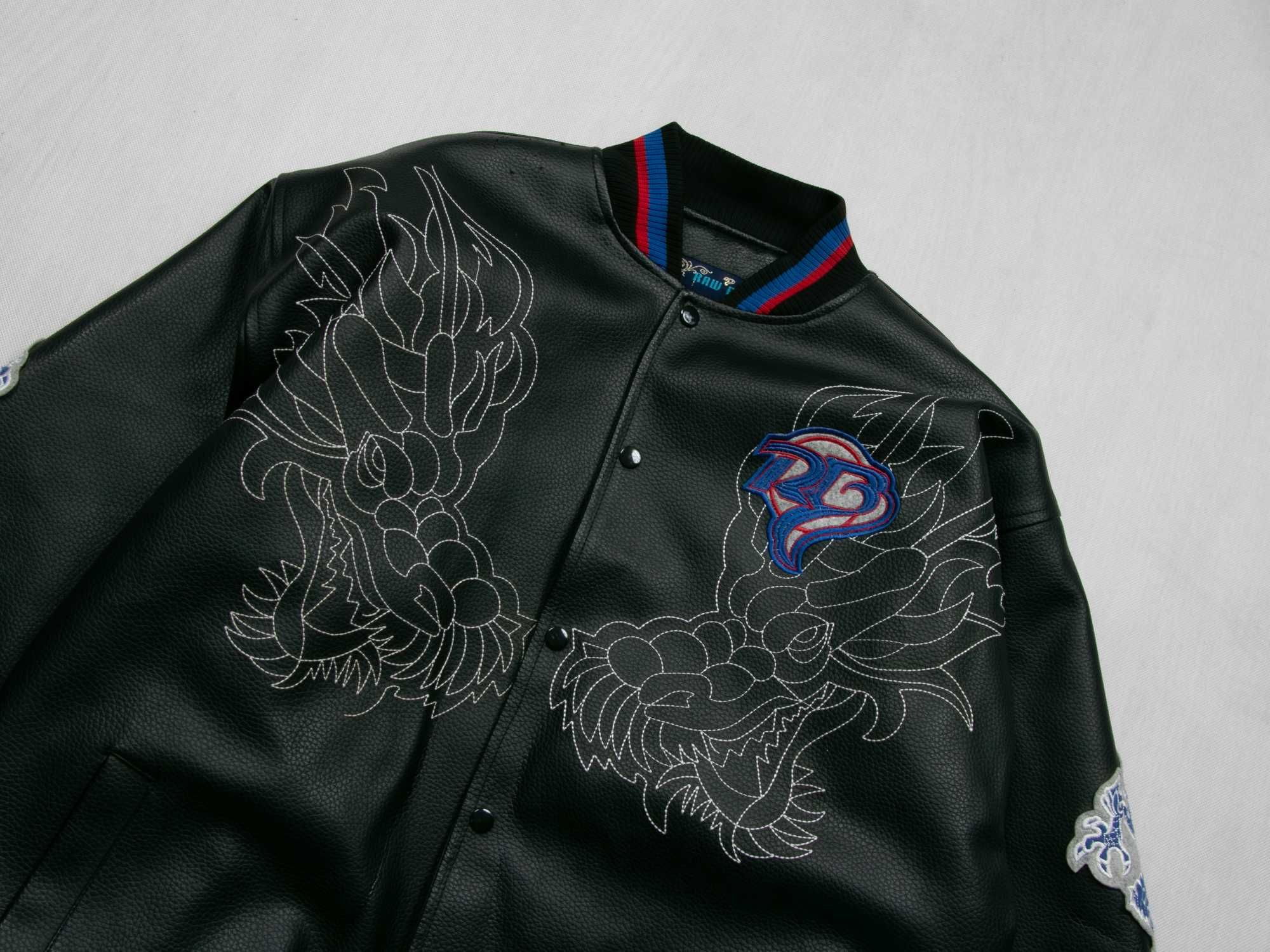 Kurtka skórzana Raw Blue XL y2k oversize bomber hip hop