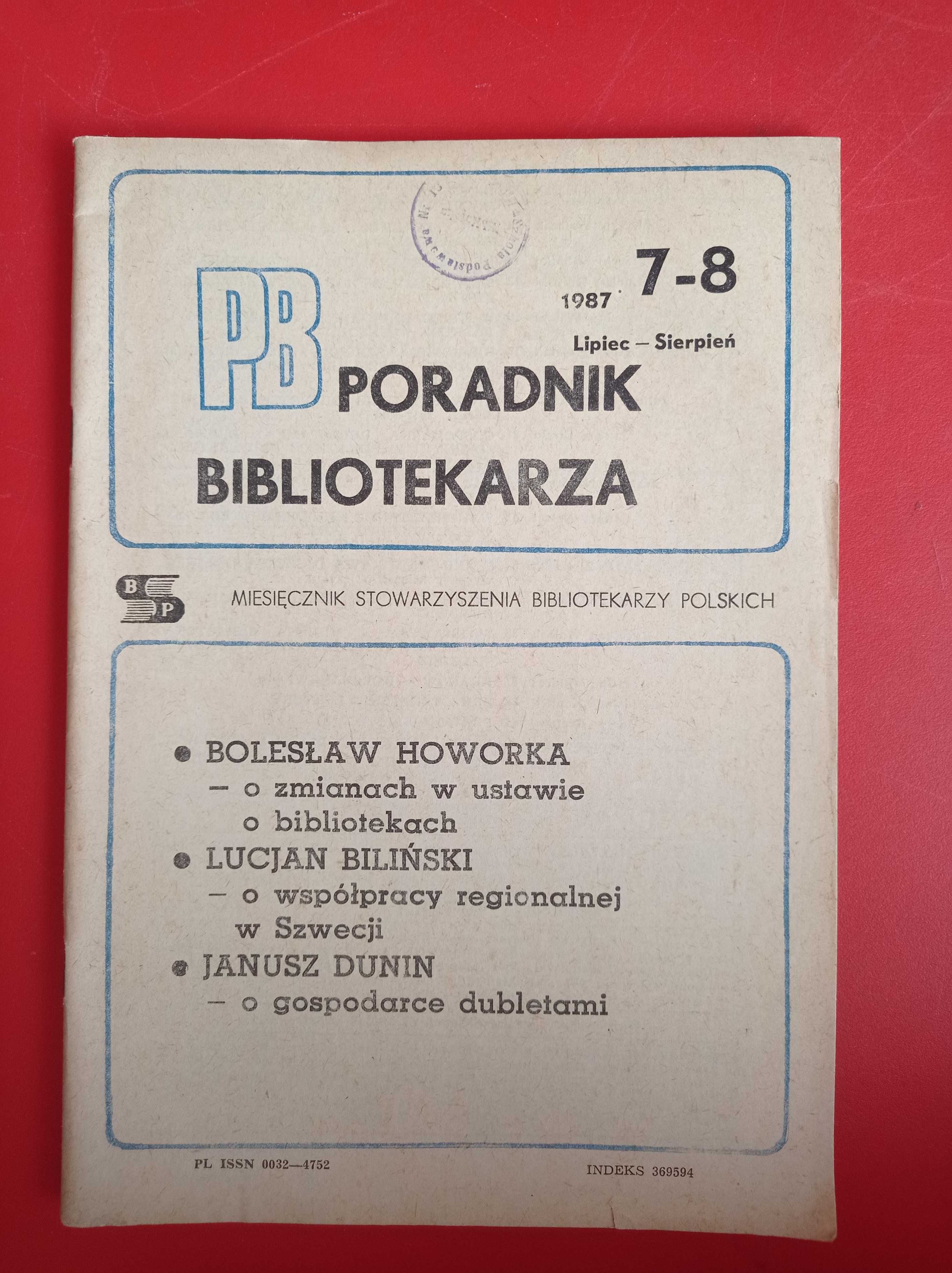 Poradnik Bibliotekarza, nr 7-8/1987, lipiec-sierpień 1987