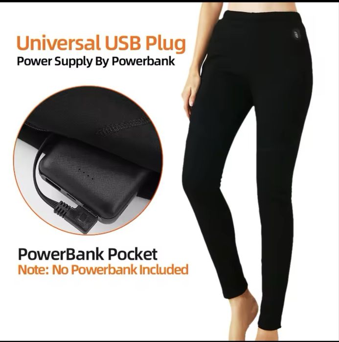 Zimowe ciepłe termiczne spodnie podgrzewane USB 3 tryby rozm S/M