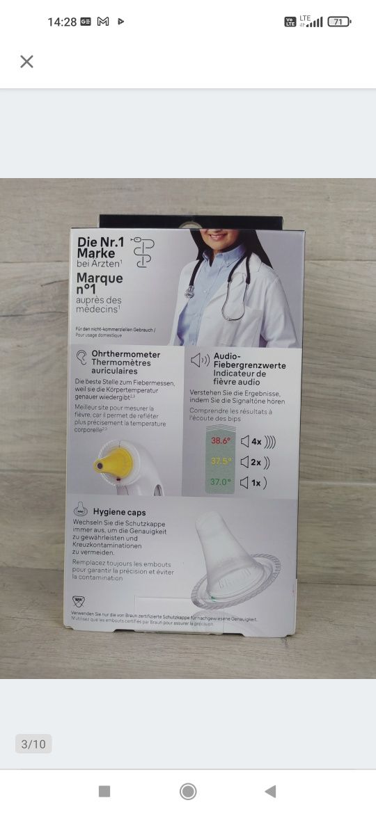Braun IRT3030 ThermoScan 3 Termometr douszny OUTLET

Nowy, opakowanie