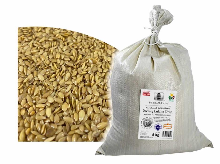 Siemię Lniane Złote Len na Ekologiczny Olej Lniany 5 KG