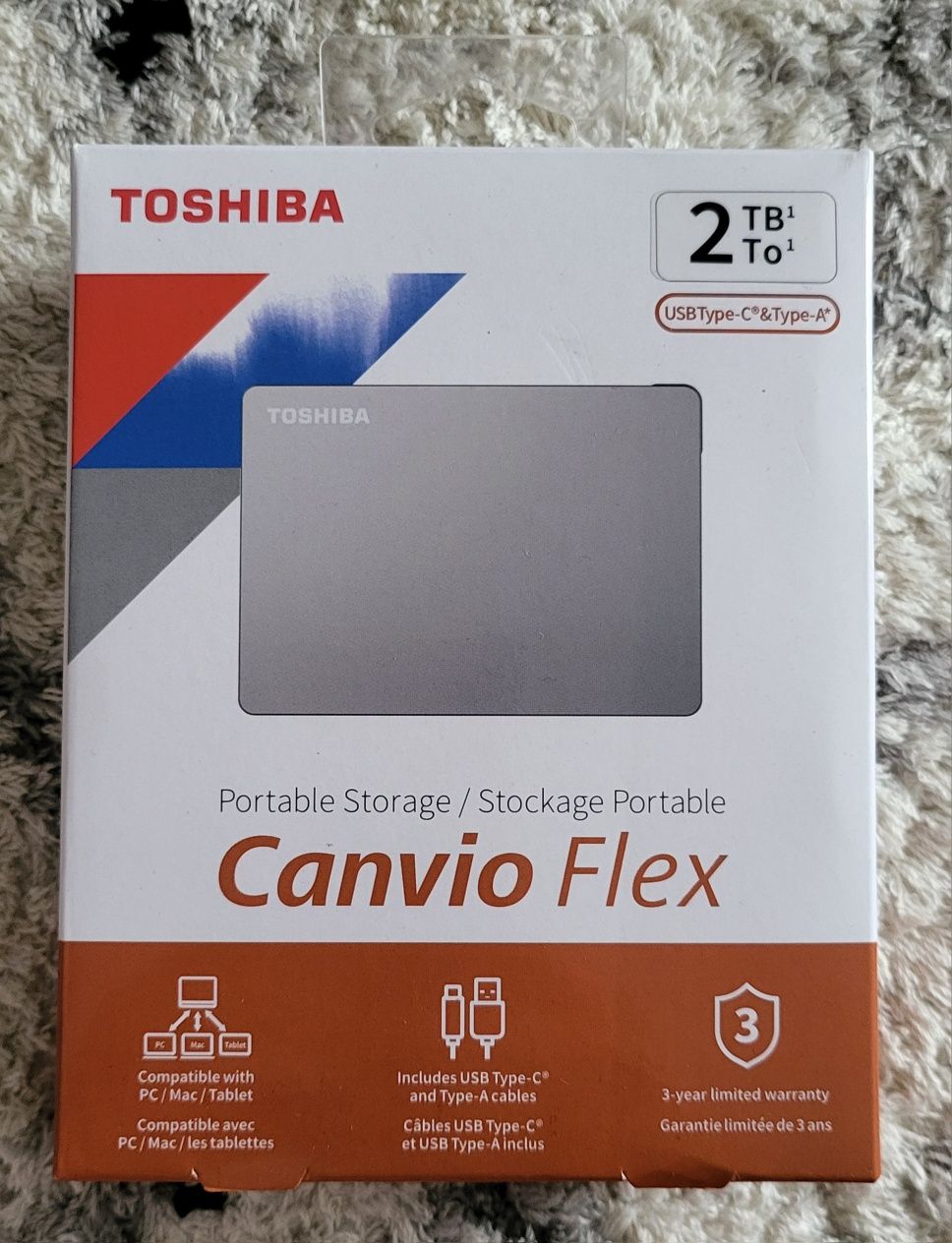 Dysk zewnętrzny Toshiba Canvio Flex - 2TB, USB-A/USB-C, Komplet