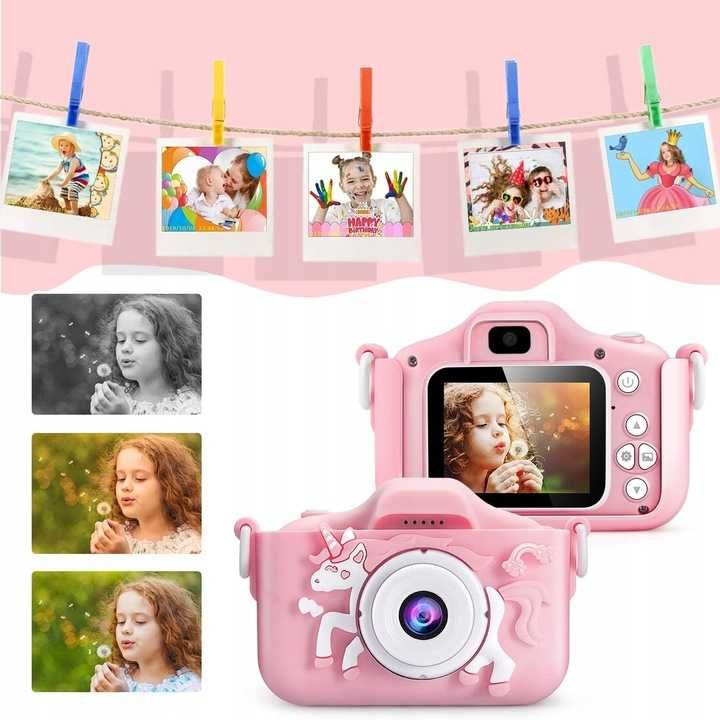 Aparat Cyfrowy dla Dzieci Dziecka Fotograficzny JEDNOROŻEC + Karta 4GB