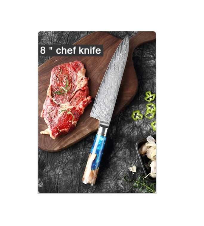 Nóż szefa kuchni - stal damasceńska